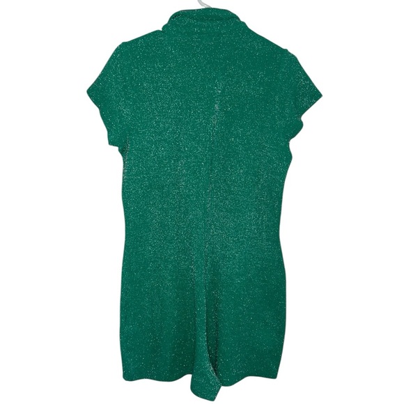 Frankie’s Bikinis Rose Terry Lurex Romper Sparkly Mistletoe Green Women Size XL - Picture 2 of 8